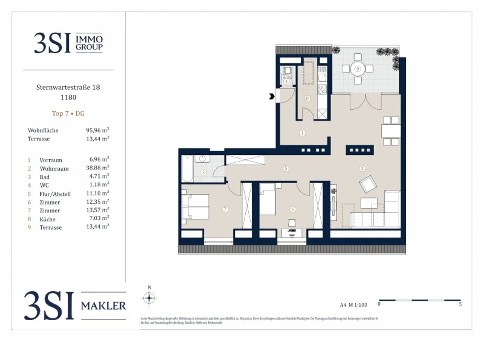 Top sanierte Dachgeschoßwohnung mit Terrasse und Grünblick – Nahe Kutschkermarkt