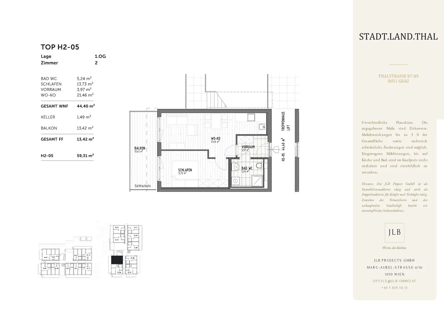 JLB Grundriss – Verkaufsplan H2-05 - Thalstraße - Stadt.Land.ThalH2-05