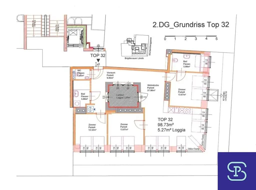Provisionsfreier 104m² DG-Erstbezug mit Loggia und Einbauküche am Donaukanal - 1200 Wien