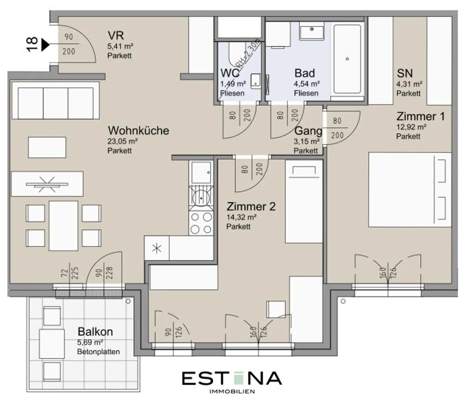 Qualitätsvoller Neubau-Erstbezug mit Balkon - SOLEY