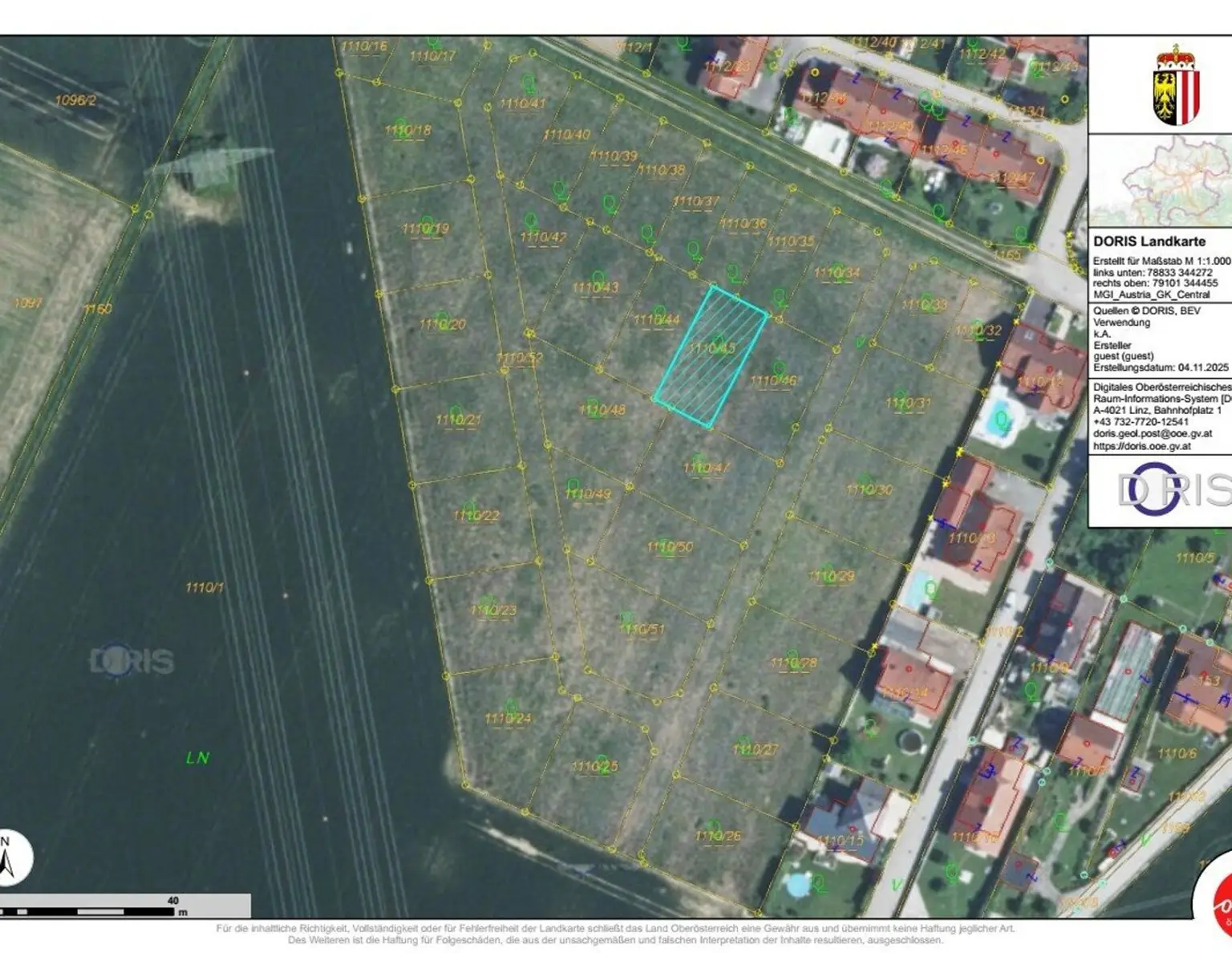Schönes Baugrundstück Nr. 1110/45 für Doppelhausbebauung - Asten/Raffelstetten