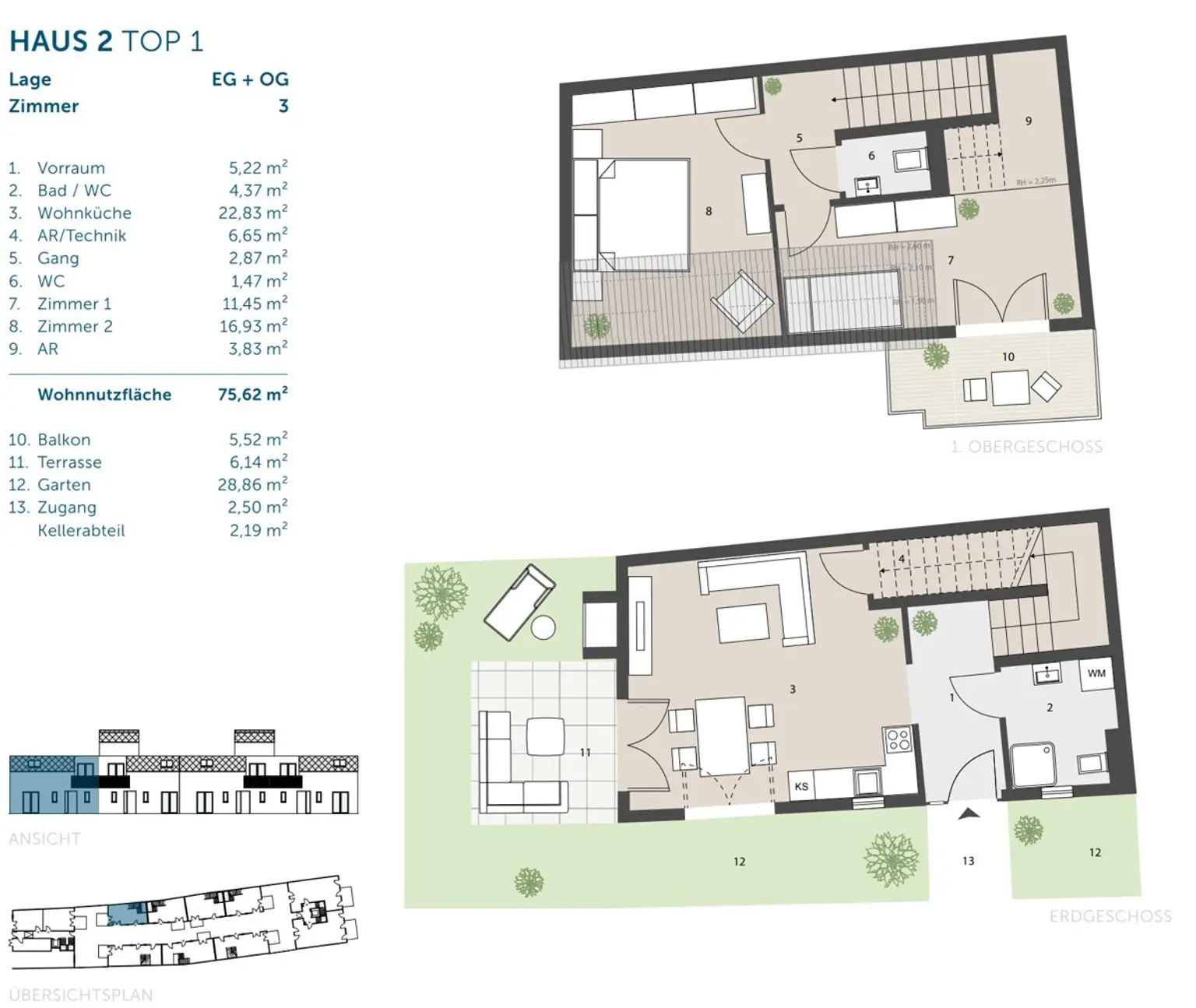 Urban & grün: 3-Zimmer-Maisonette-Haus mit Garten, Balkon & Terrasse – provisionsfrei!