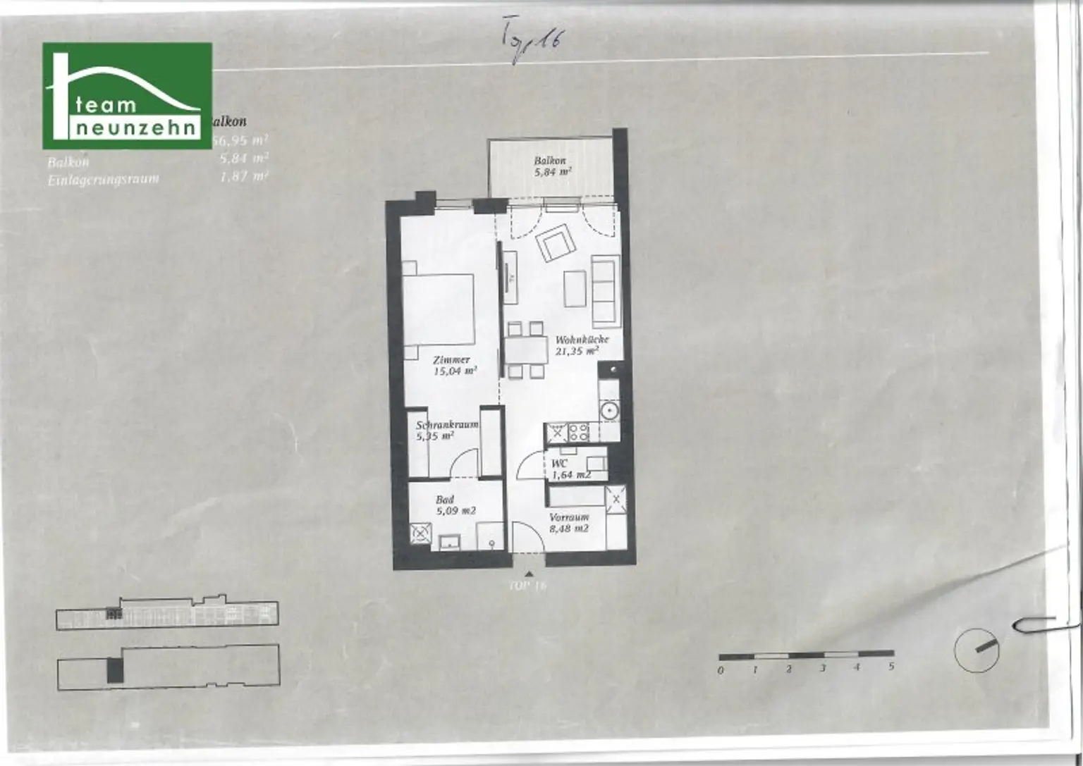 2 Zimmer-Wohnung in generalsaniertem Neubau mit ca. 6m2 Balkon.