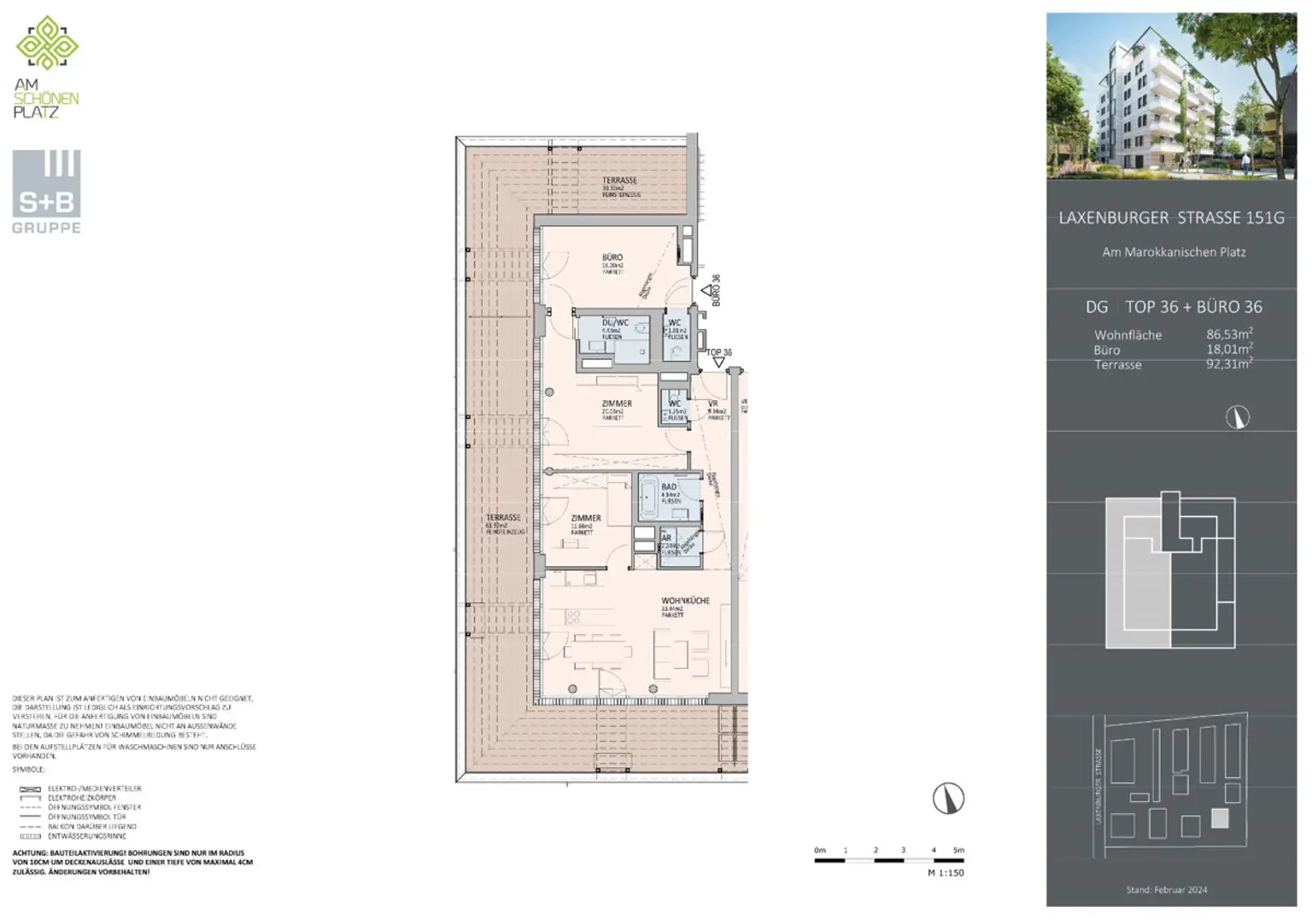 Sonnenpenthouse mit 90m2 Terrasse und Ausblick: Provisionsfrei - Wohnung + Büro mit luxuriöser Ausstattung