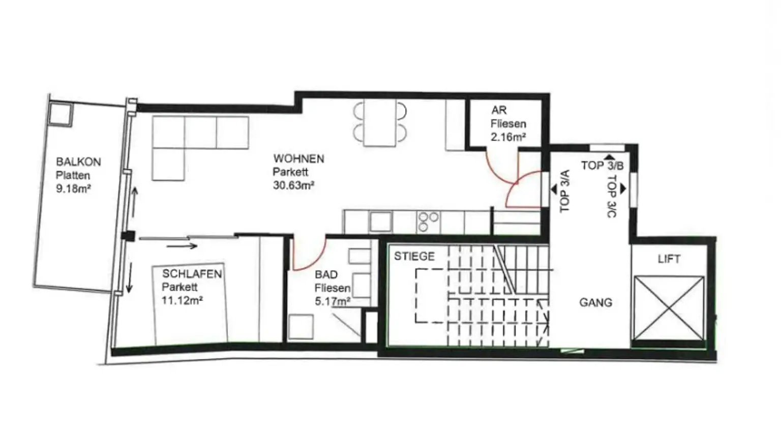 Wunderschöne 2 Zimmerwohnung mit großem Balkon im Zentrum