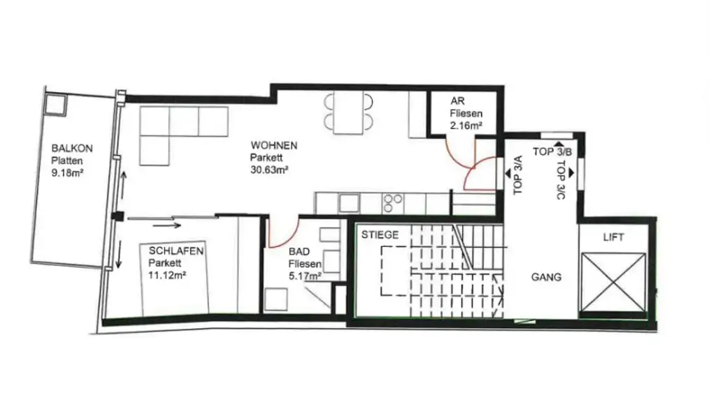 Wunderschöne 2 Zimmerwohnung mit großem Balkon im Zentrum