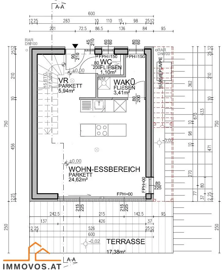 adaptierter Planauszug Ebene 1 (Wohnen)