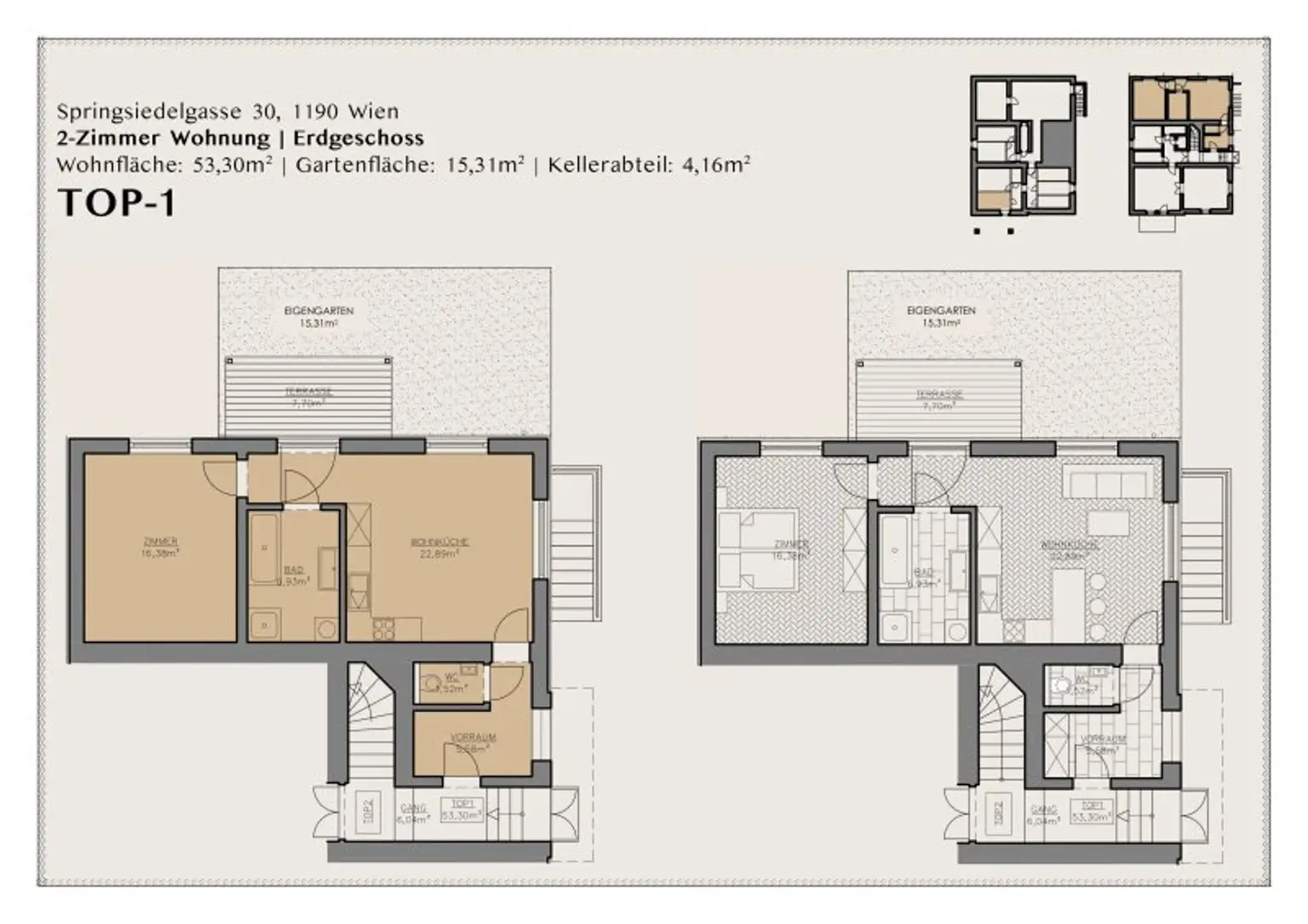 Großzügige 2-Zimmer-Wohnung mit Terrasse und Garten in Top-Lage des 19. Bezirks – Nähe Kahlenberg