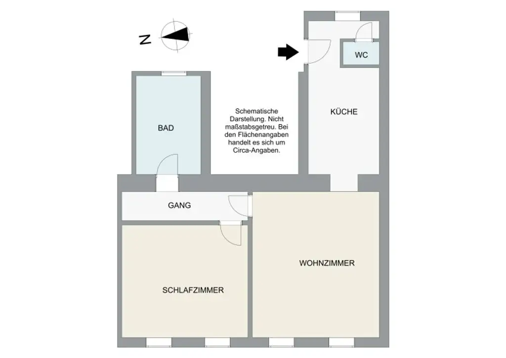 Helle 2-Zimmer-Wohnung | separierte Küche | großzügiges Bad