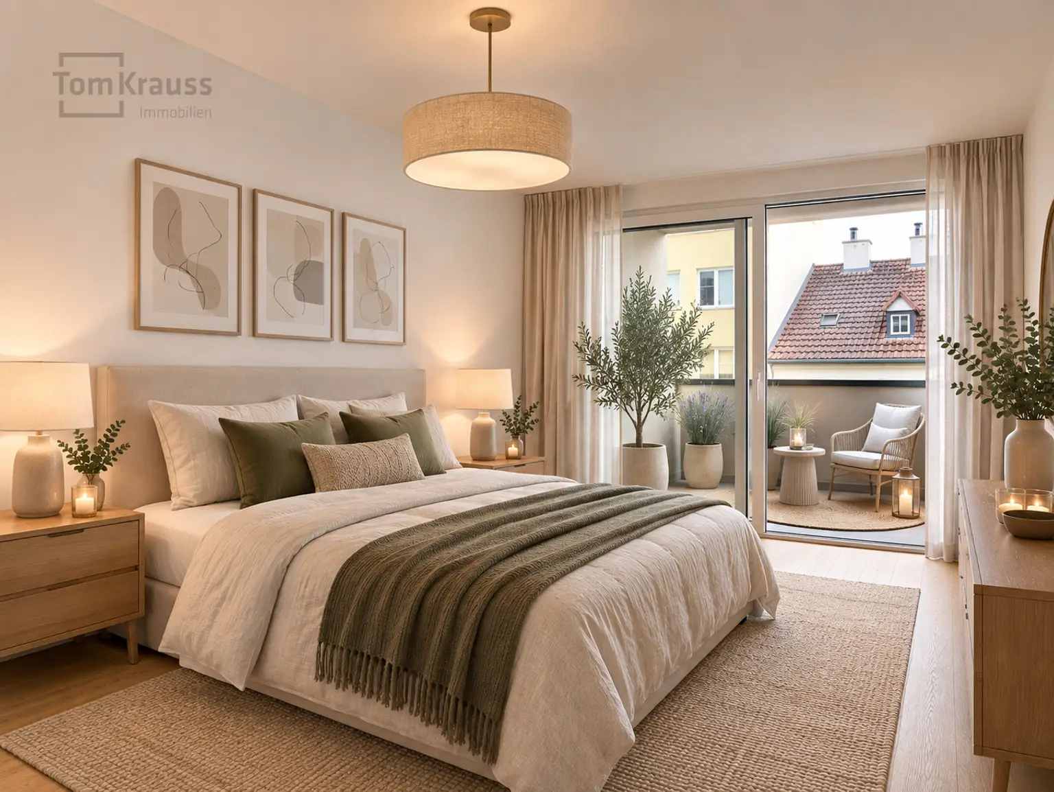 Schlafzimmer KI möbliert