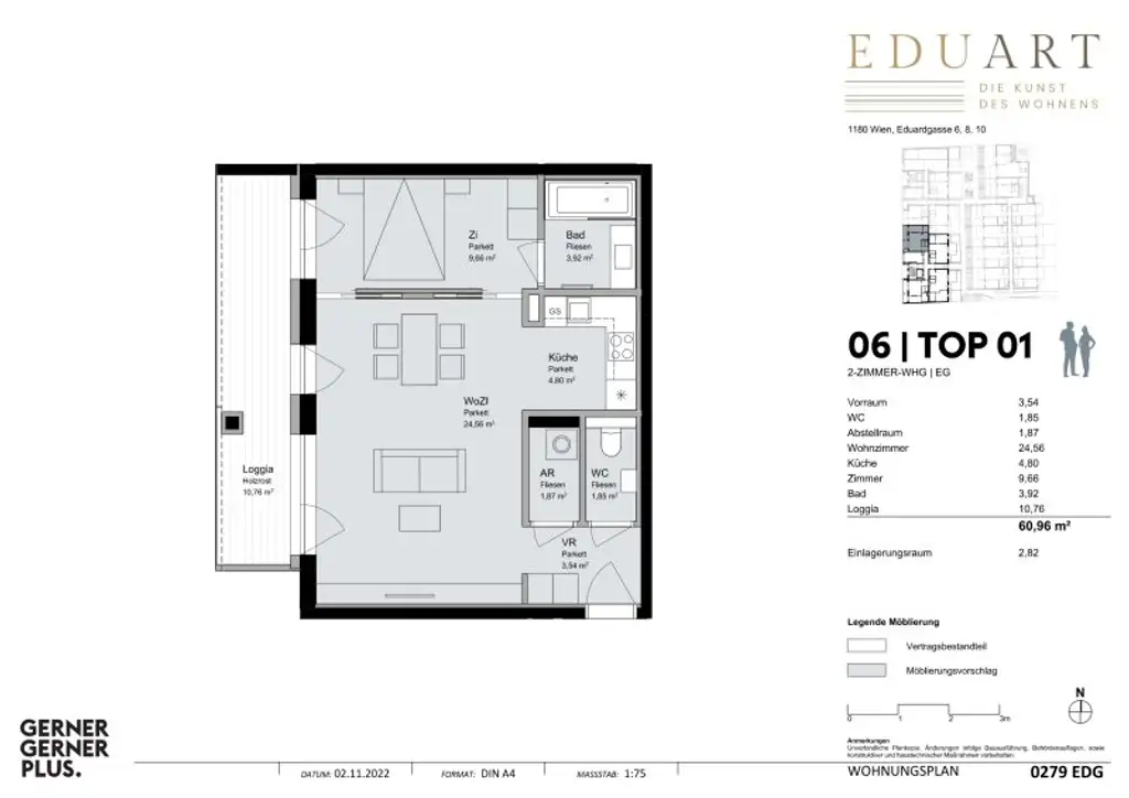 EDUART-Die Kunst des Wohnens: Hochwertiger 2-Zimmer NEUBAU-ZWEITBEZUG im Erdgeschoss! (6/1)