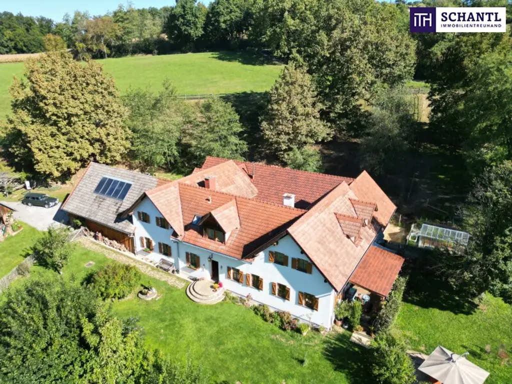 SENSATIONELLES JUWEL! Exklusiver Vierkanthof im Thermenland Steiermark – Wohnen, Reiten & Leben mit Pool und Natur!