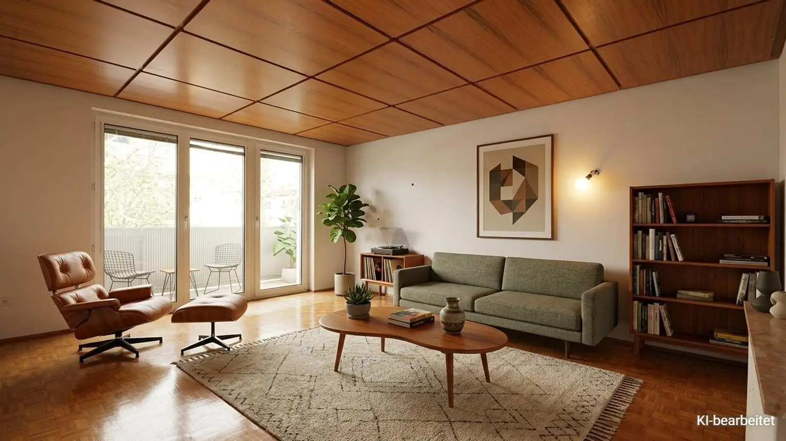 Wohnzimmer mit Ausgang zum Westbalkon (Einrichtung