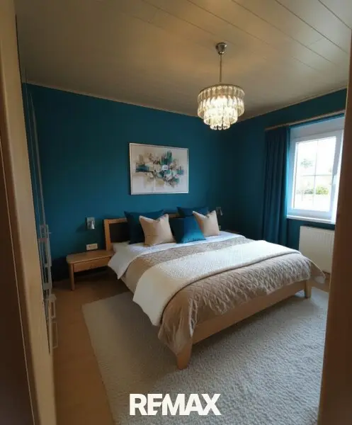 Schlafz. nordseitig, Möbel Original, Deko KI