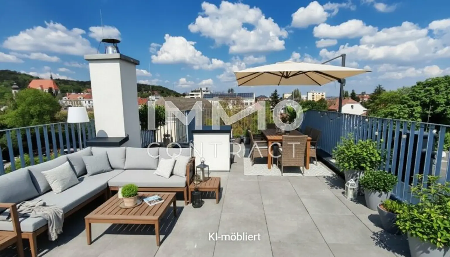 Dachterrasse KI-möbliert