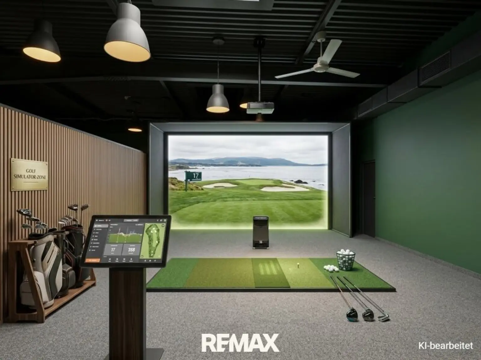 Golfsimulator in Raum 3 - KI generiert
