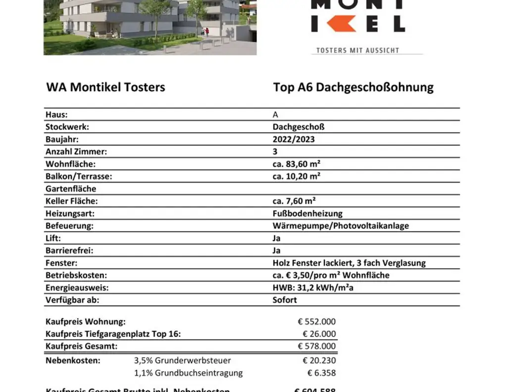 WA Montikel TOP A6 Dachgeschosswohnung