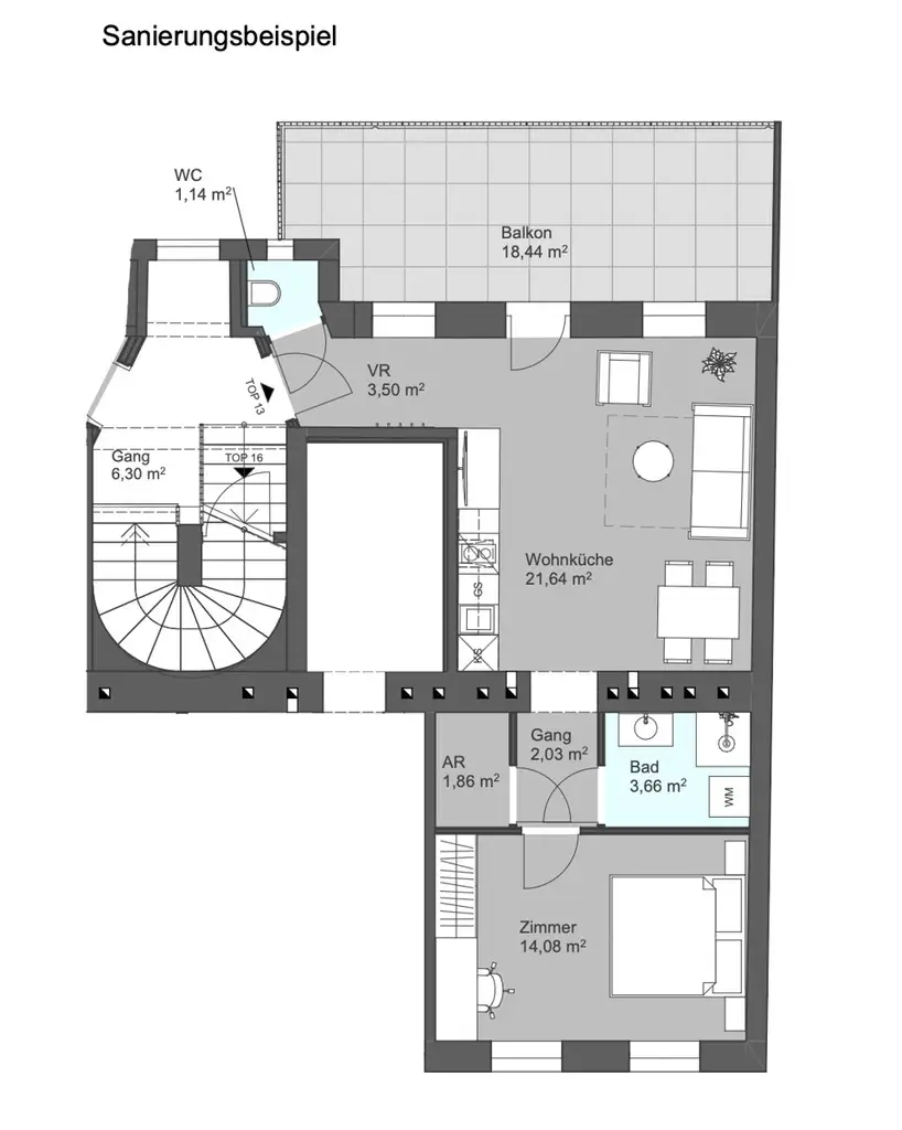 Helle Altbauwohnung inklusive Balkon - sanierungsbedürftig
