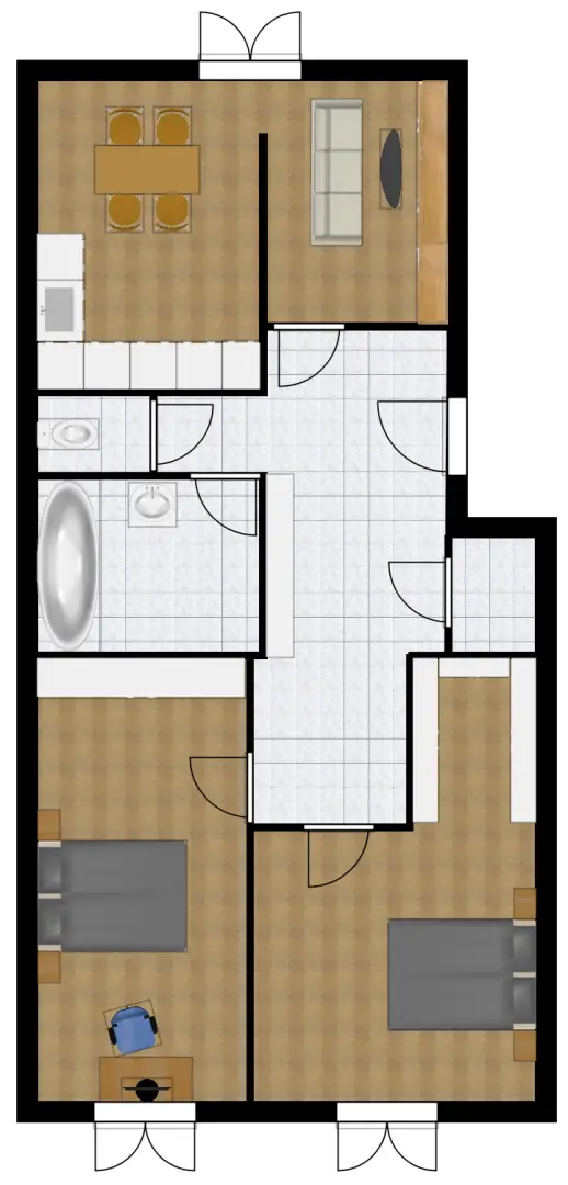 Grundrissskizze Zentral begehbar Variante 1