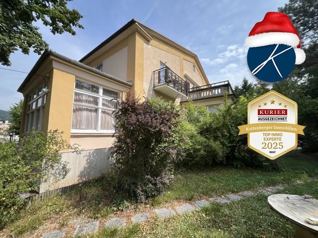 Preisreduktion ! Historisches Herrenhaus im Villenviertel von Baden: ca.450m² WF mit Grundfläche von 1873qm und 17 Zimmern zum Sanieren! (V2 & Schut