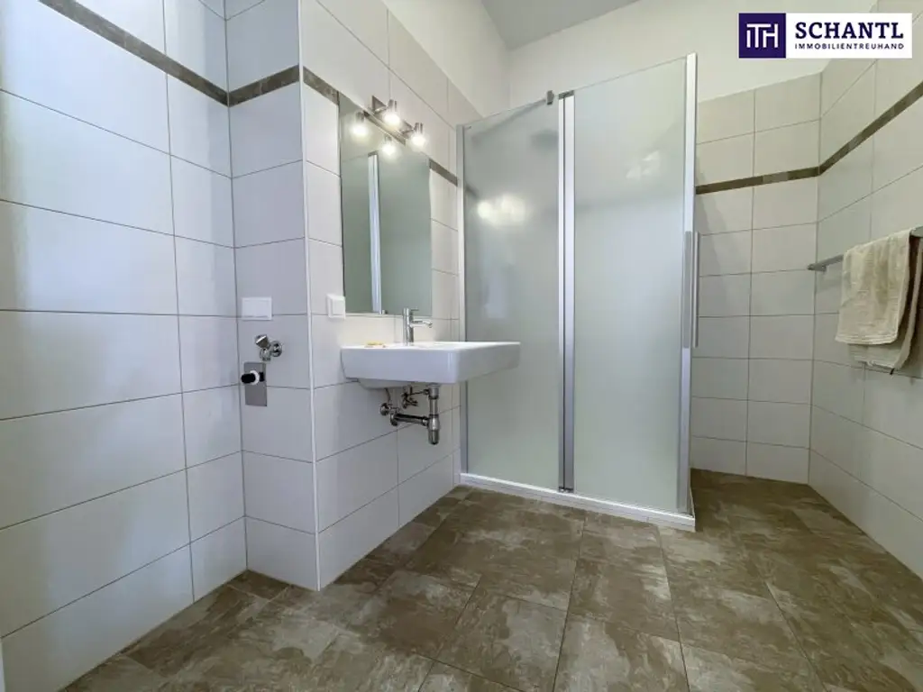 Großzügig. Hell. Ungestört. Penthouse-Feeling mit riesigen Fensterfronten und 40 m² großer Terrasse im Zentrum von Unterwaltersdorf!
