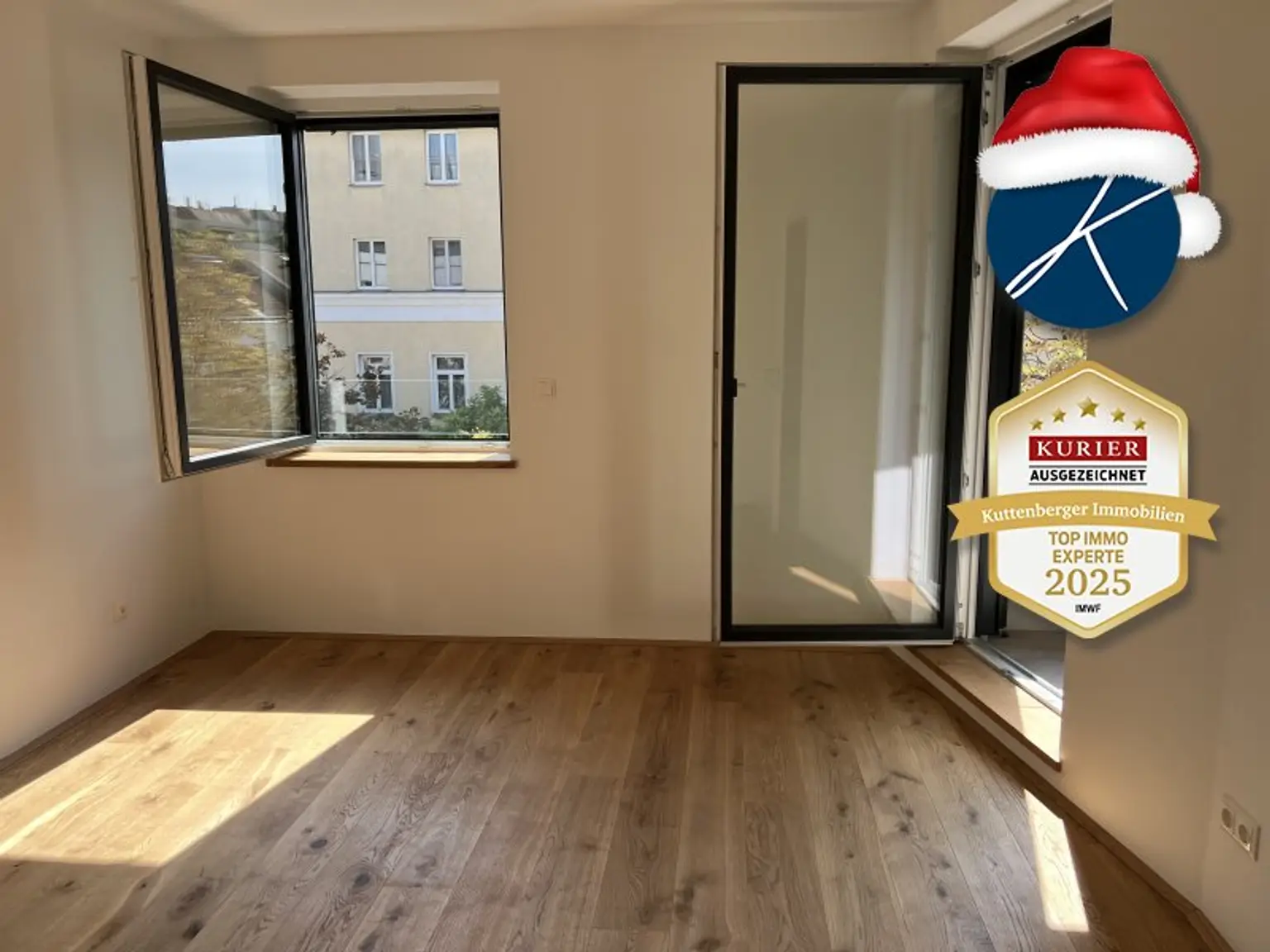 Schlafzimmer mit Grünblick auf Kastanienbäume