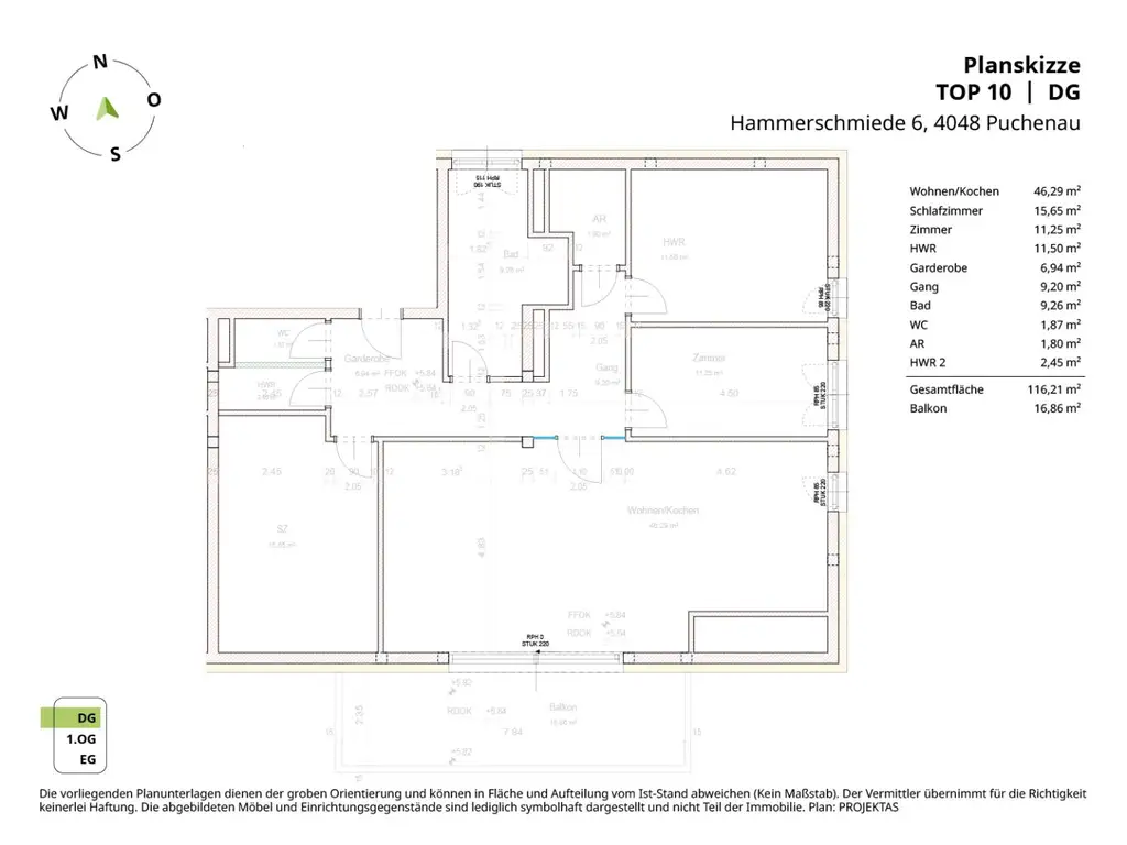 Außergewöhnliches 4-Zimmer Penthouse mit großem Balkon in Puchenau!