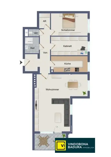 Helle und großzügige 3-Zimmer Wohnung mit Loggia | Teilmöbliert