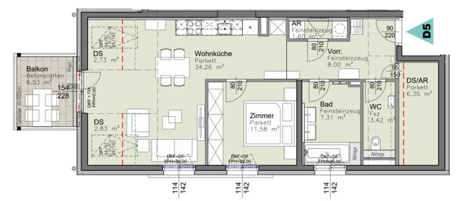 Neubau! Siedlung Rustenfeld! 2-Zimmer Wohnung im DG mit Dachterrasse! ! Stellplatz in Tiefgarage optional verfügbar!