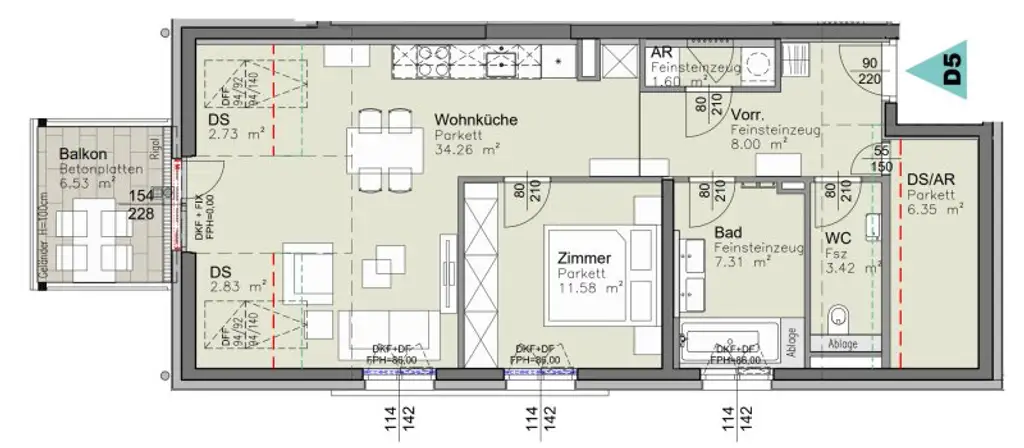 Neubau! Siedlung Rustenfeld! 2-Zimmer Wohnung im DG mit Dachterrasse! ! Stellplatz in Tiefgarage optional verfügbar!