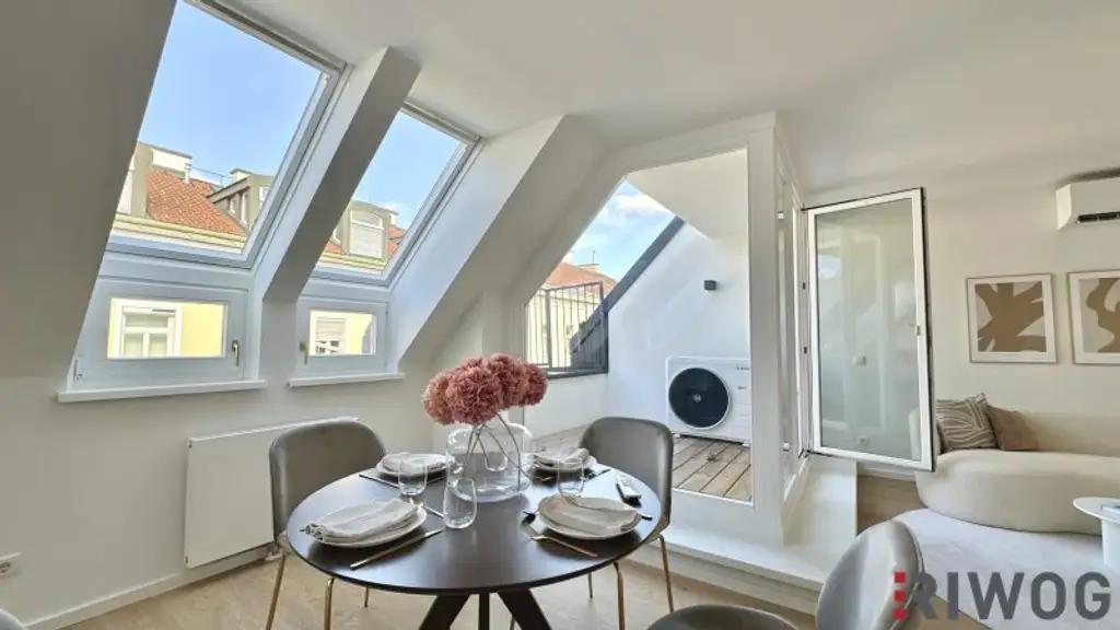 Neubau DG-Terrassenwohnung in Ruhelage | PKW-Stellplatz | 3 Min. zum Kutschkermarkt und zur U6 | 2 Min. zum Aumannplatz