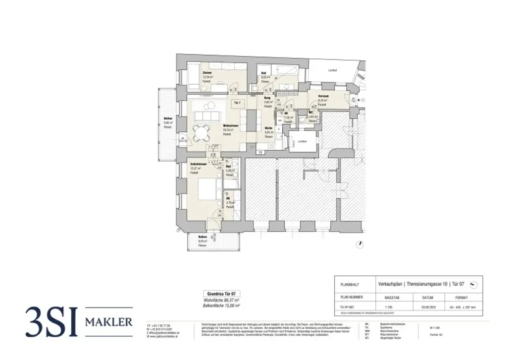 Wohnen beim Schloss Belvedere: Erstbezug im Stilaltbau mit 2 Balkonen und Klimaanlage!