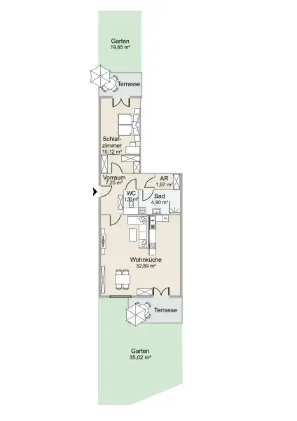SELTENHEIT! Tolle 2-Zi.-Gartenwohnung in Ruhelage!