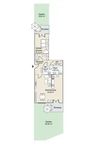 SELTENHEIT! Tolle 2-Zi.-Gartenwohnung in Ruhelage!
