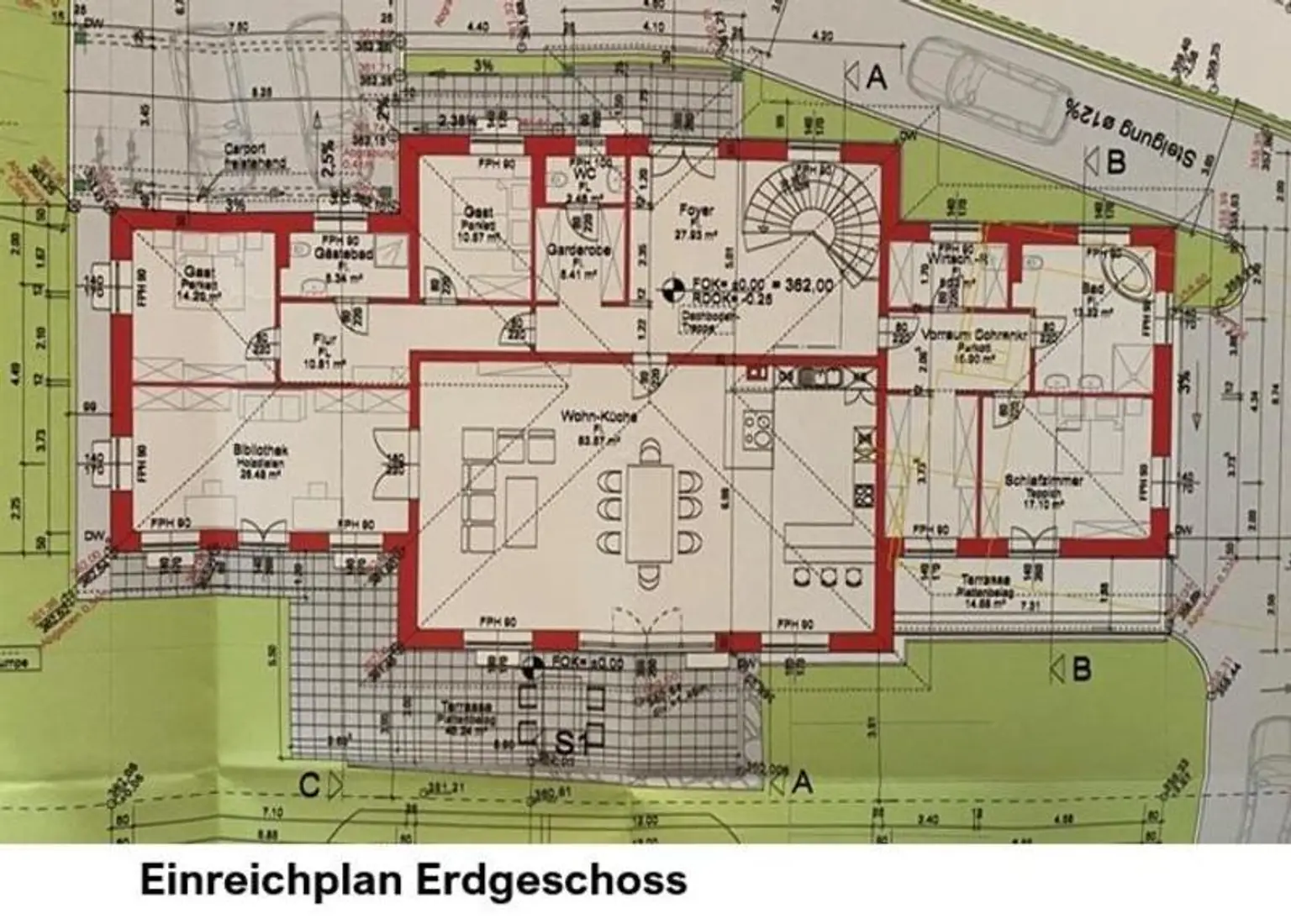Grundriss Einreichplan Erdgeschoss