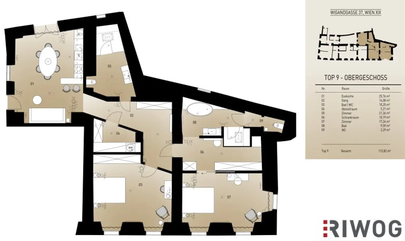 115,42 m² Design-Altbau mit Gewölben & Eigengarten-Terrasse sowie Poolnutzung – elegante Wohnküche, XL-Regendusche
