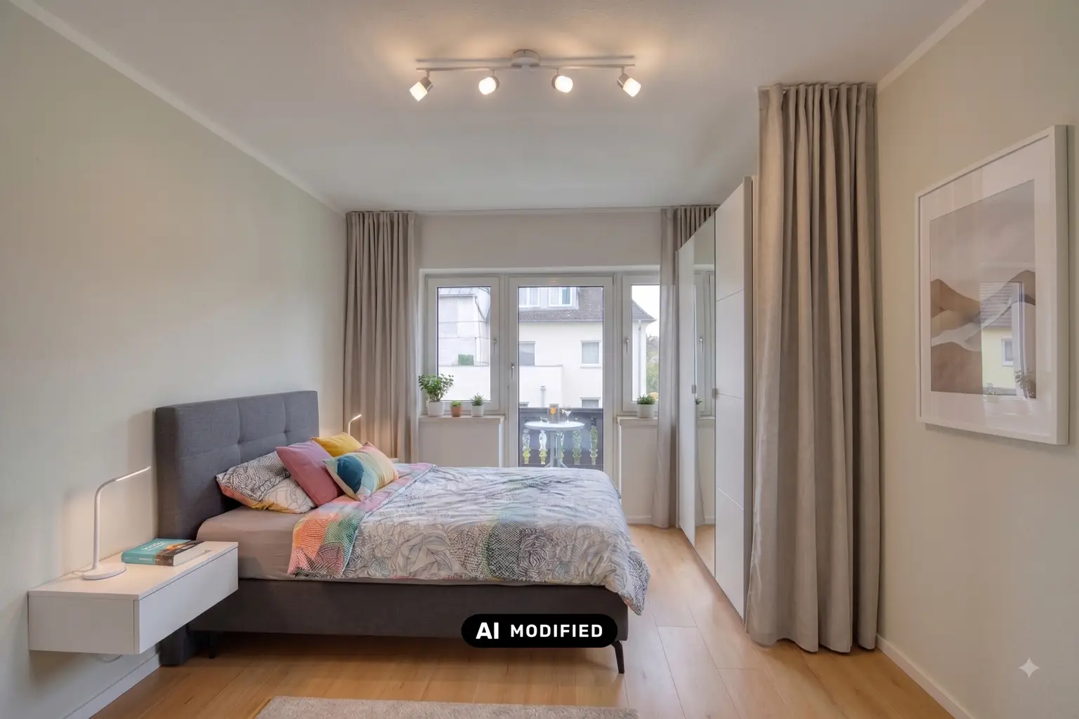 Gestaltungsvorschlag Schlafzimmer mit KI bearbeitet