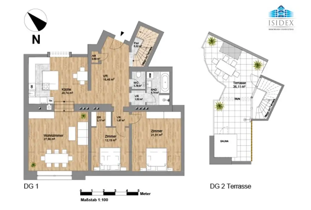 **NEU** Top ausgestattete 3-Zimmer DG-Maisonetten-Wohnung mit großzügiger TERRASSE und SAUNA! Perfekte Lage!!