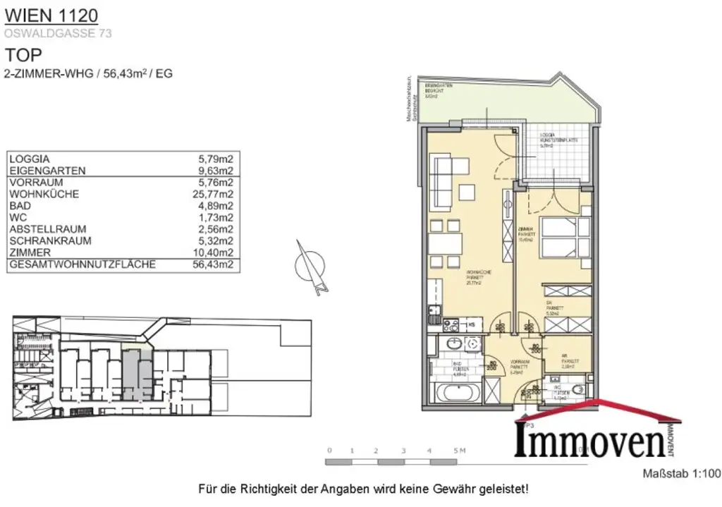 Traumhafte helle 2-Zimmerwohnung mit Loggia und kleinem Garten!