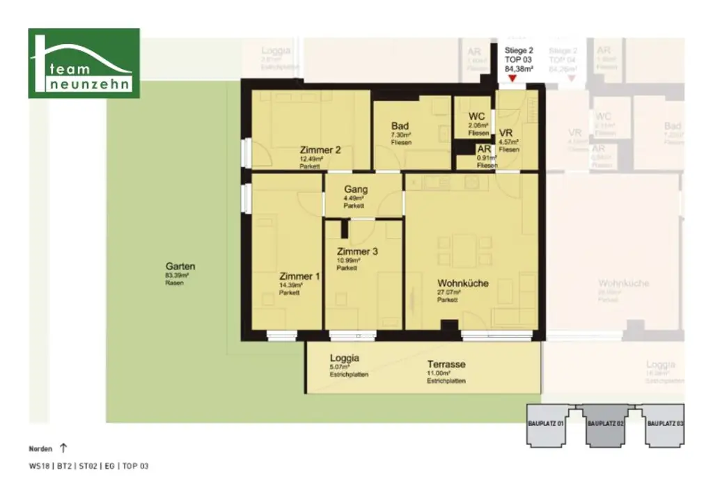 Lichtdurchflutete 4-Zimmer-Wohnung mit privater Außenfläche