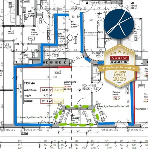 *Superprojekt: ''Über den Baumwipfeln" Top 44 Erstklassige 2-Zimmer Loggia-Wohnung + TRAUMHAFTE SÜDAUSRICHTUNG mit Blick auf die Kastanienbäume