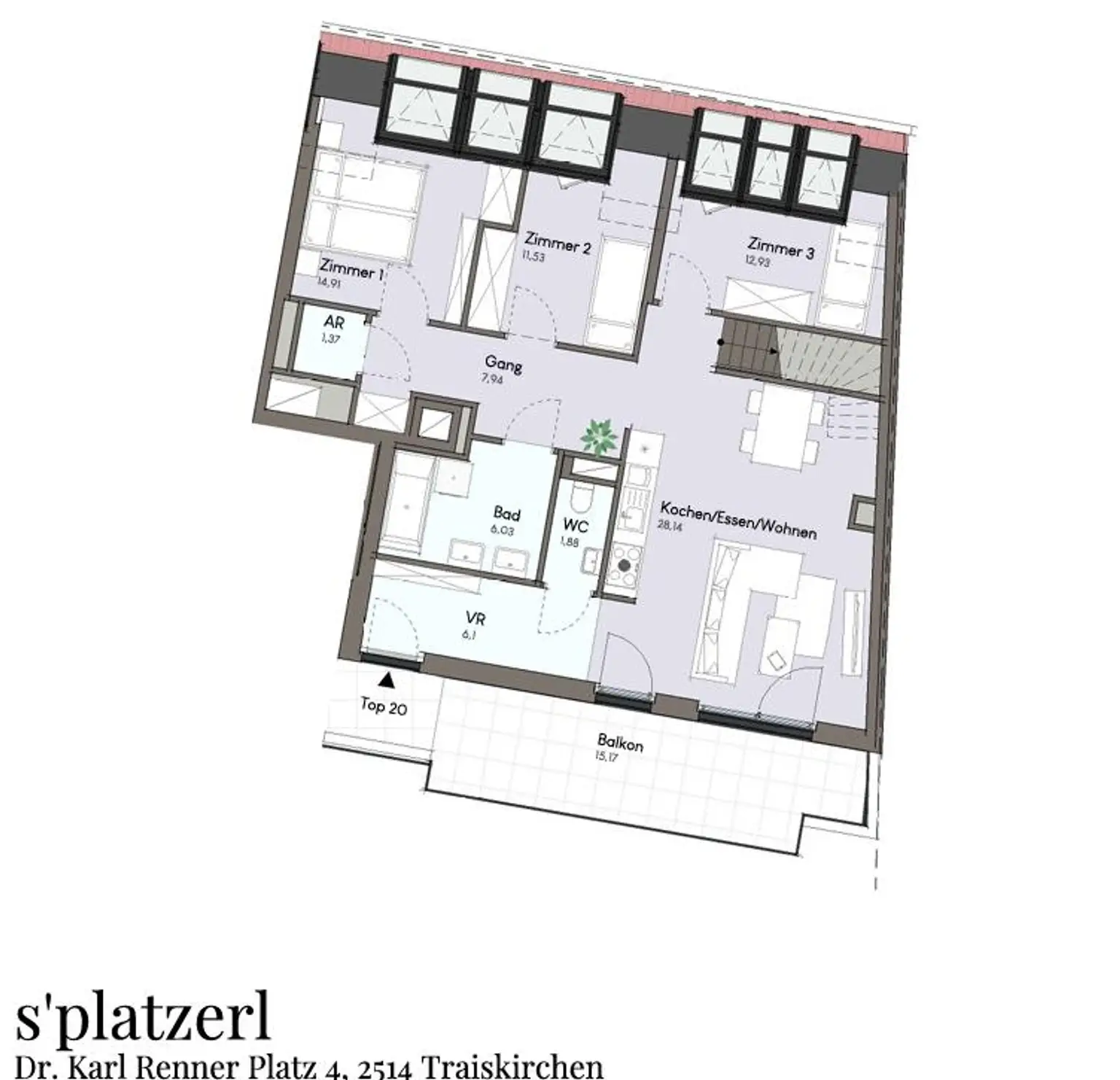 Großzügige 4 Zimmer Dachgeschosswohnung mit traumhafter Dachterrasse