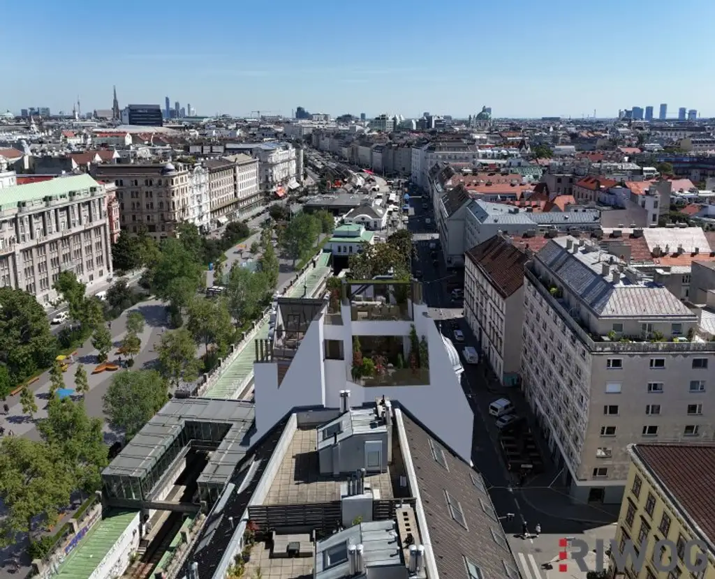 Einmalige Dachgeschosswohnung am Naschmarkt – Mit Vision veredelbar zum 215 m² PENTHOUSE-Juwel mit einmaligen 360°-Blick über Wien