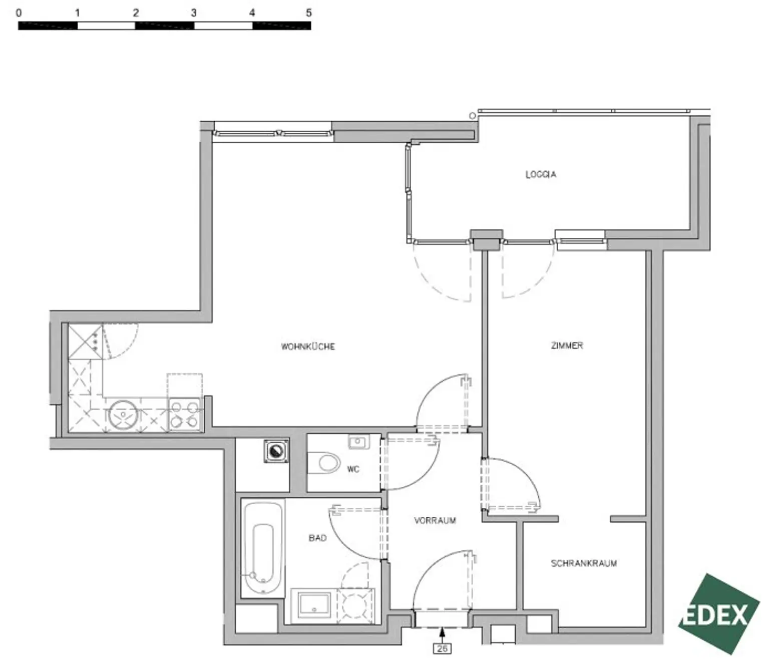 Modernes 2-Zimmer-Apartment mit großer Loggia und optimaler Anbindung im Sonnwendviertel