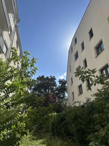 direkt vor dem Haus- rechts oben die Schlafzimmerfenster