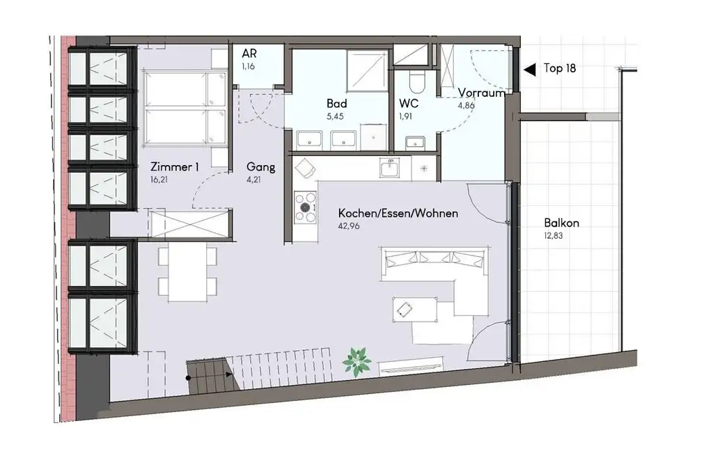 Stilvolle 2-Zimmer-Dachgeschosswohnung mit großer Dachterrasse & zusätzlichem Dachraum