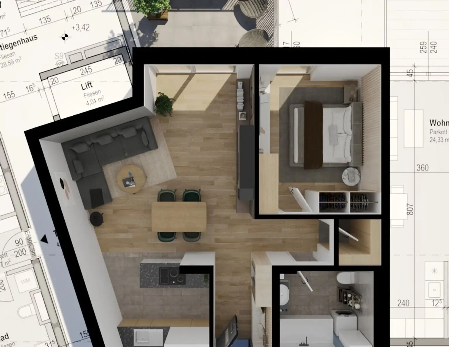 Provisionsfrei - 2 Zimmer Wohnung mit Balkon - Wels/ Neustadt