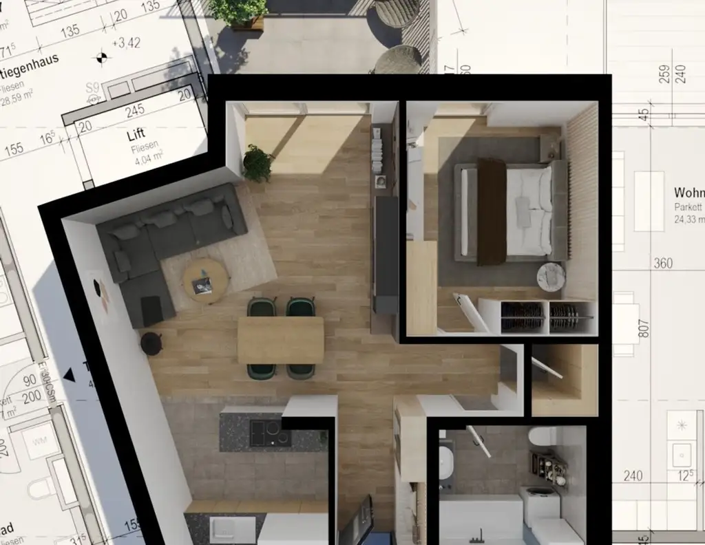 Provisionsfrei - 2 Zimmer Wohnung mit Balkon - Wels/ Neustadt