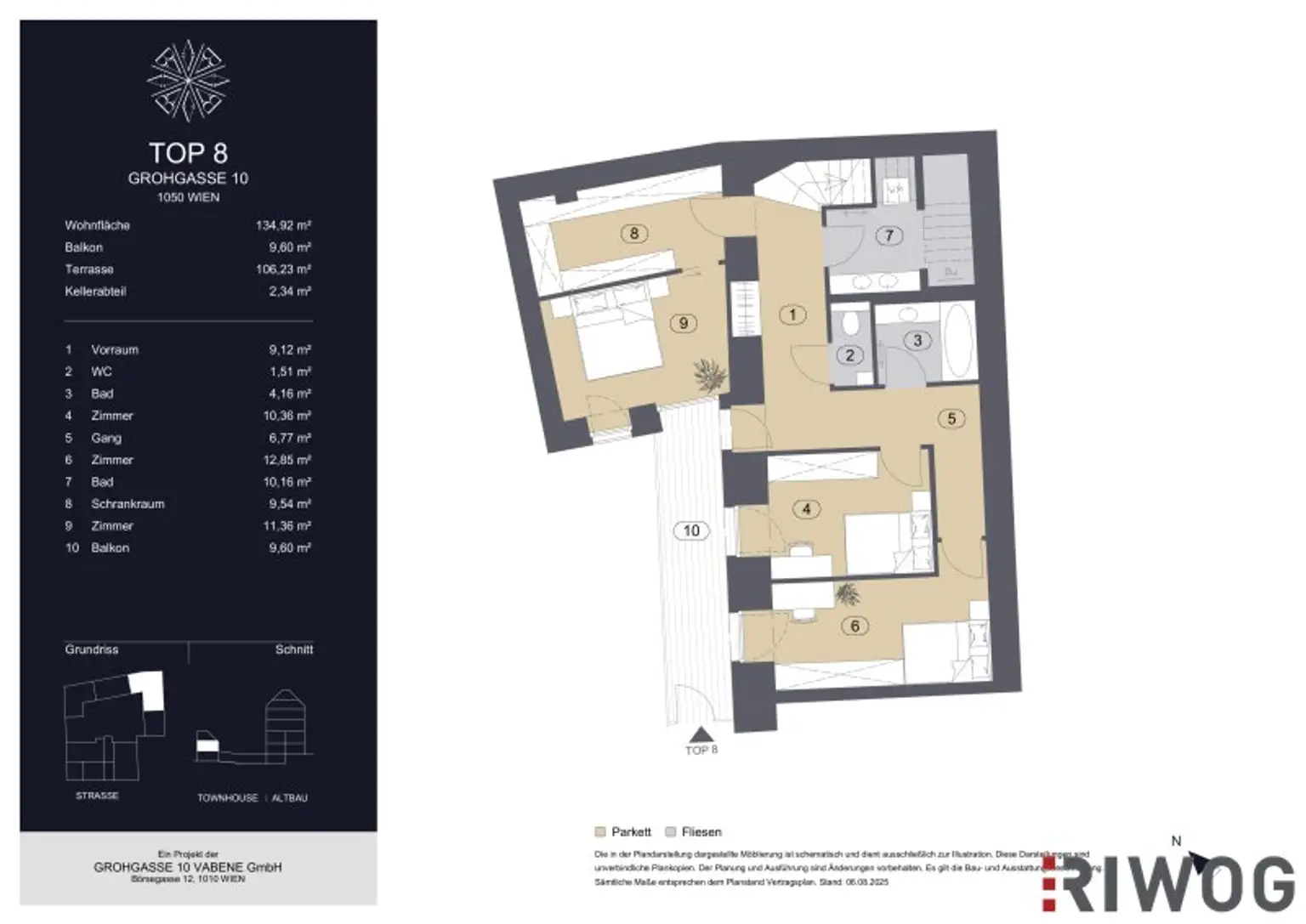 GROHGASSE 10 | innenhofseitige 4-Zimmer Maisonette-Wohnung mit herausragender Dachterrasse komplett ohne Schrägen | Townhouse