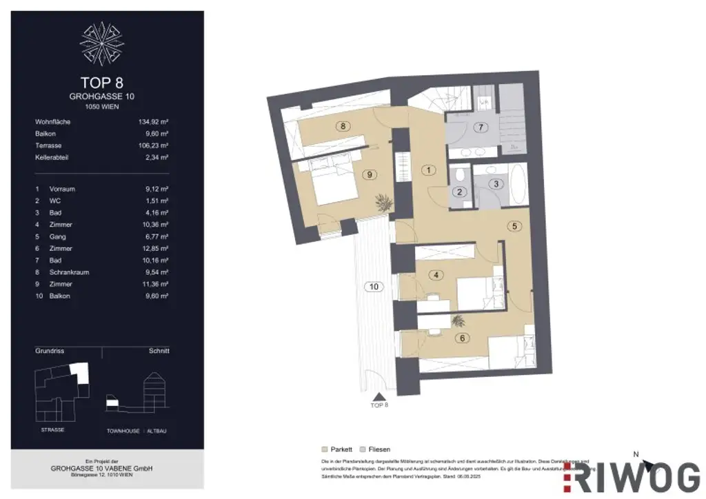 GROHGASSE 10 | innenhofseitige 4-Zimmer Maisonette-Wohnung mit herausragender Dachterrasse komplett ohne Schrägen | Townhouse